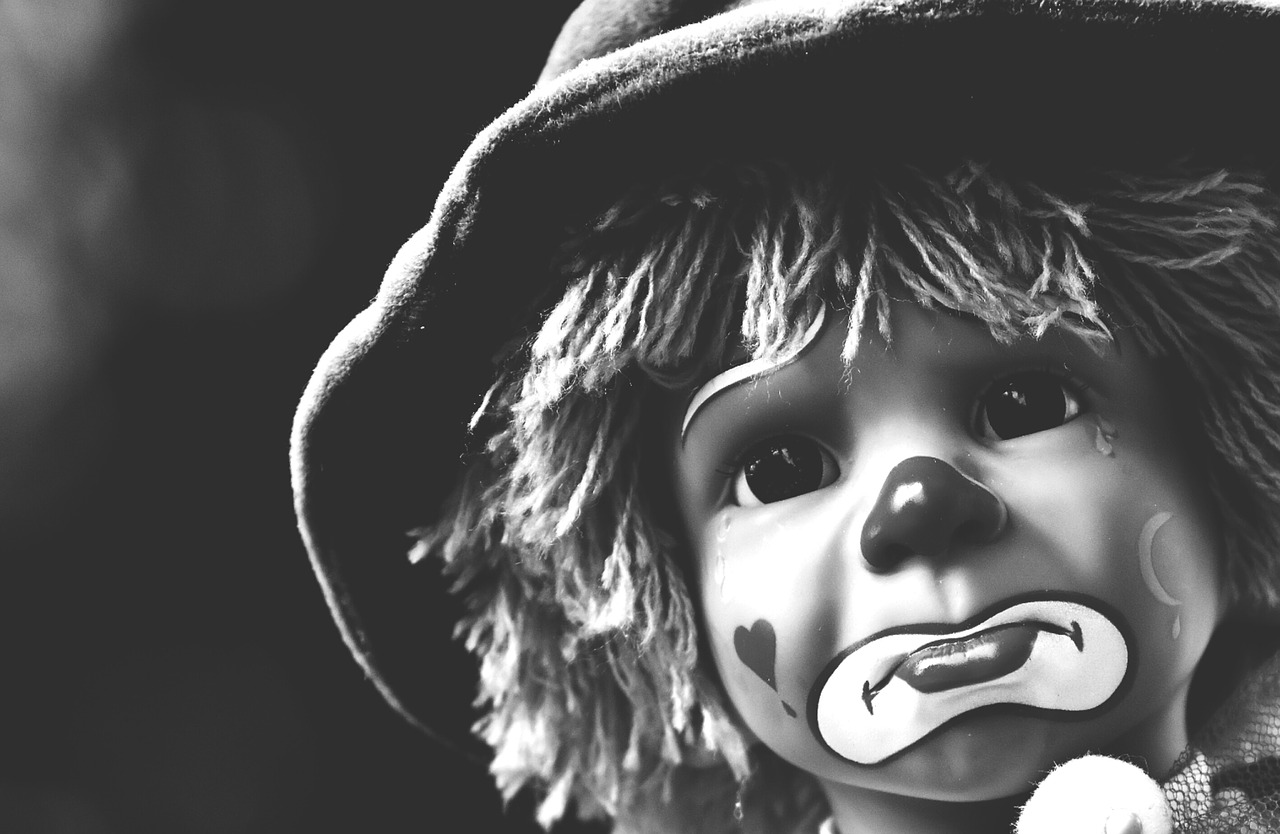 Image of sad clown puppet